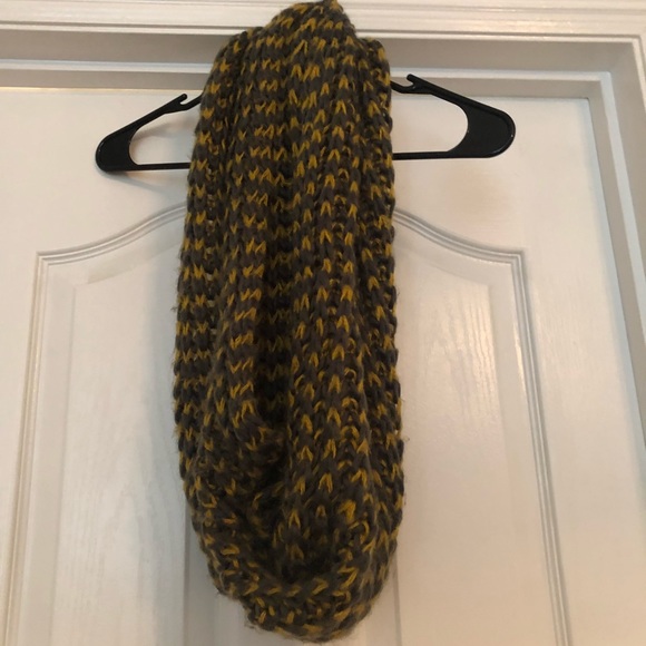 Warm Grey & Yellow Knitted Infinity Scarf - Picture 1 of 1